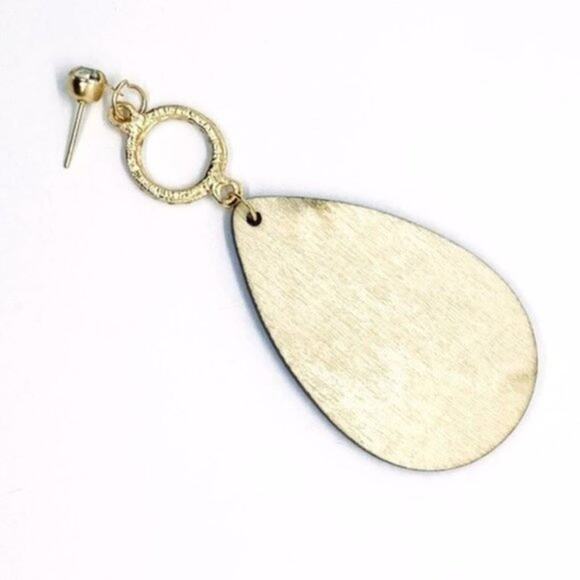 NWT Gold-Tone Rhinestone Painted Wood Dangle Earrings - Picture 8 of 8